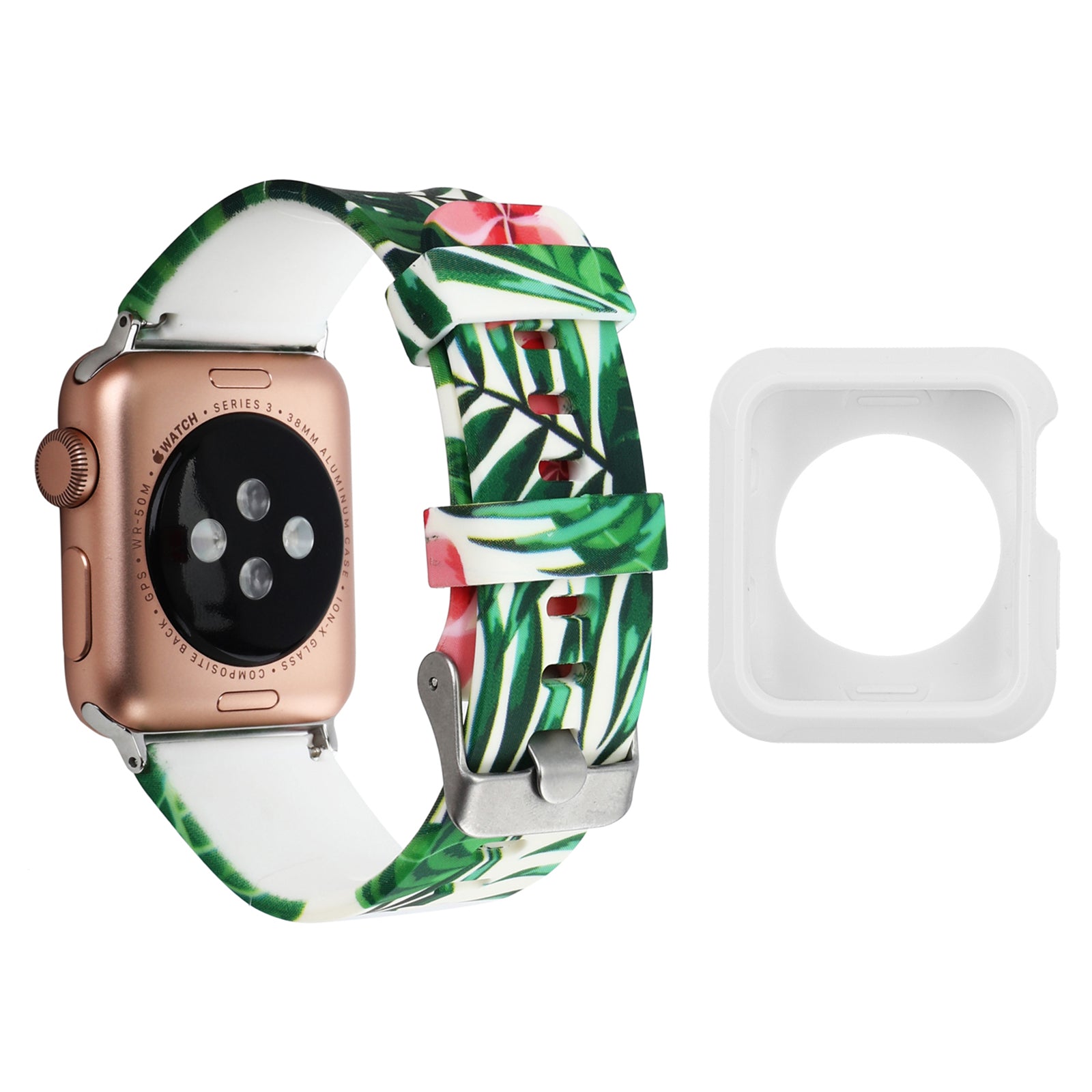 For Apple Watch Series 1 2 3 38mm Replacement Strap with White TPU Case Pattern Printed Silicone Watchband For Apple Watch Series 1 2 3 38mm Replacement Strap with White TPU Case Pattern Printed Silicone Watchband
